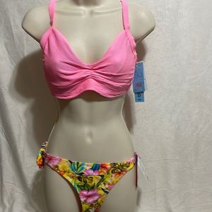 NWT HEAT  Floral Pink Barbie Bikini Set D/L